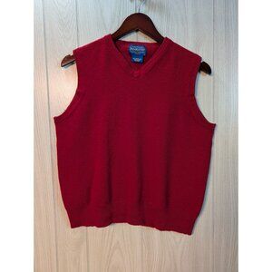 Pendleton Men's Size Large 100% Red Merino Wool Sleeveless Sweater Vest V Neck